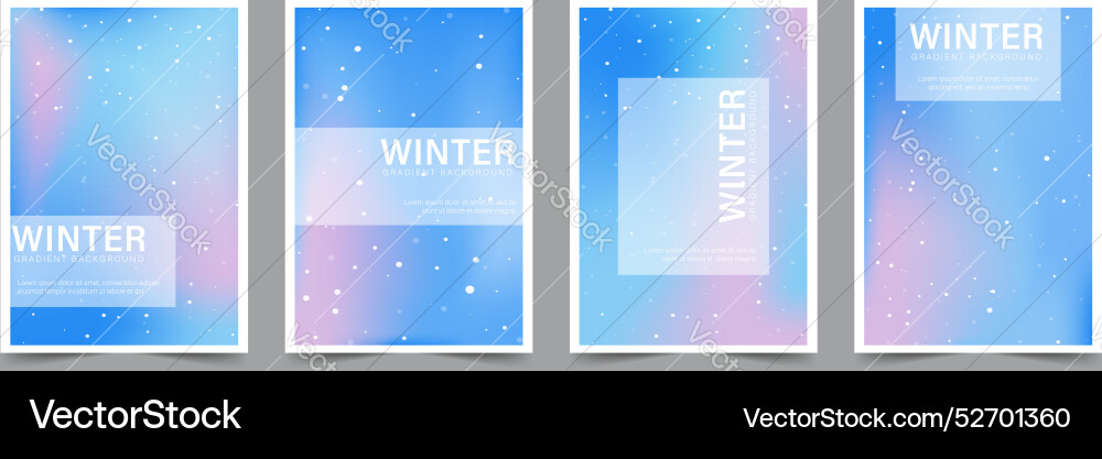 Gradient winter background with snowflakes set Vector Image