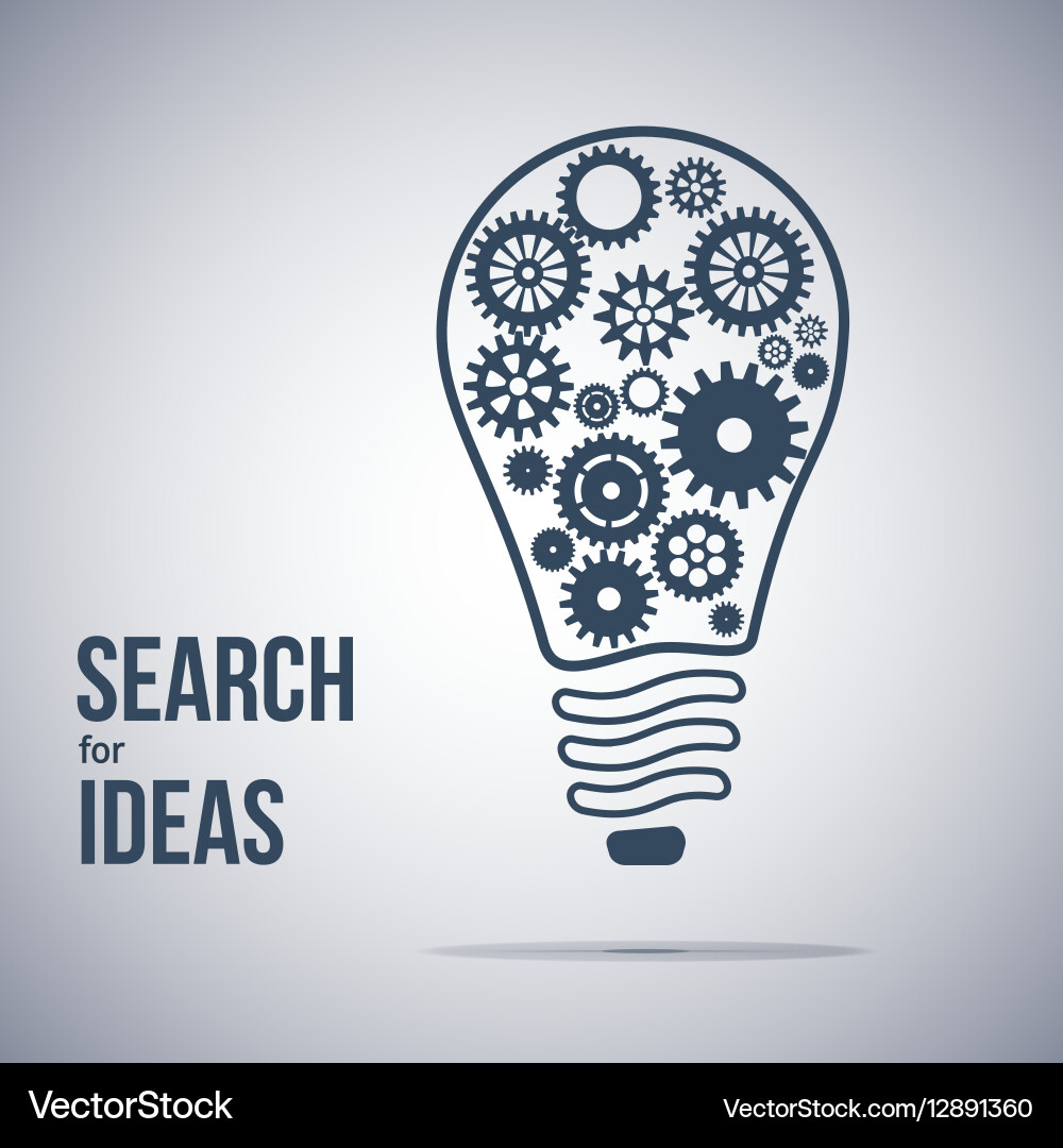 Idea search symbol light bulb with cogwheels Vector Image