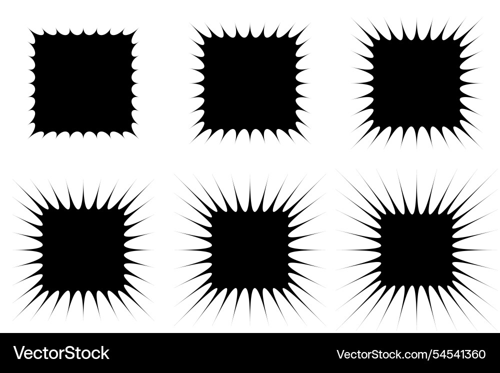 Jagged square frame box background set vector image