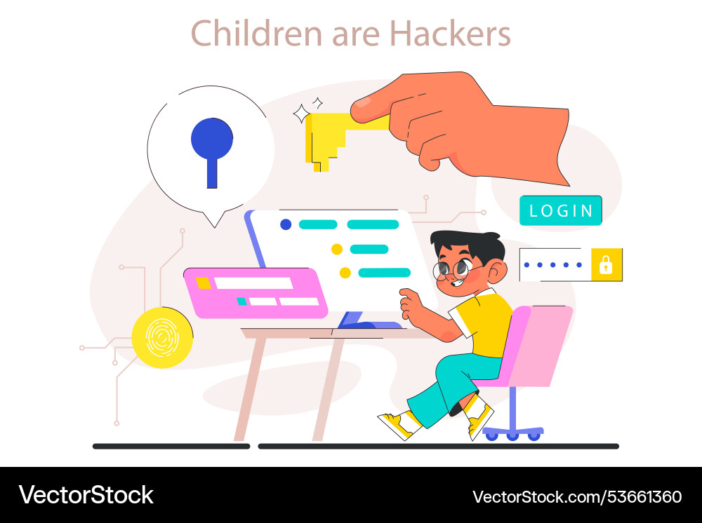 Little boy do programming computer science Little boy do programming computer science vector image
