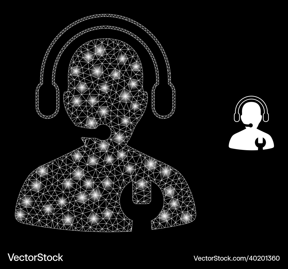 Mesh net call center serviceman with glare vector image