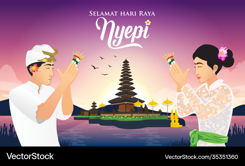Selamat hari raya nyepi Übersetzung glücklichen Tag Selamat hari raya nyepi Übersetzung glücklichen Tag vektorbild