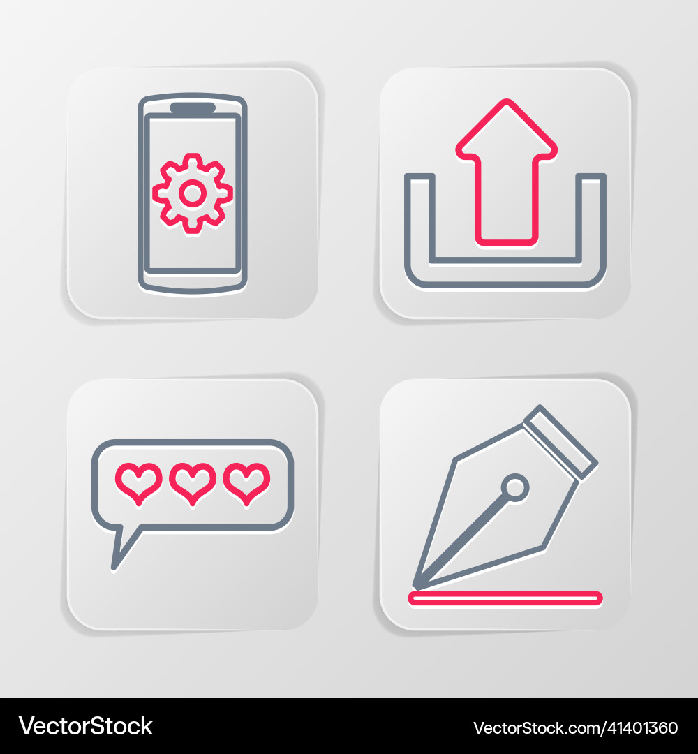Set line fountain pen nib like and heart upload Set line fountain pen nib like and heart upload vector image