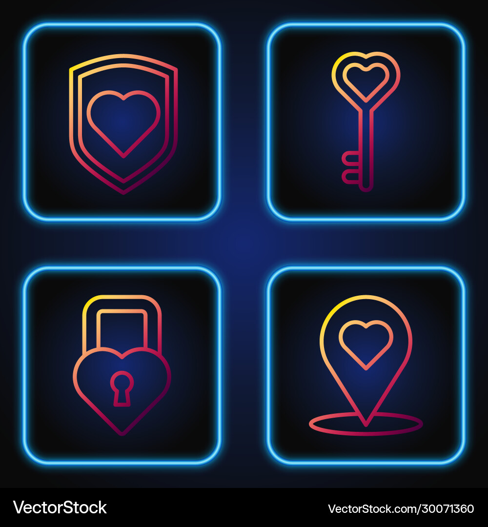 Set line map pointer with heart castle Vector Image