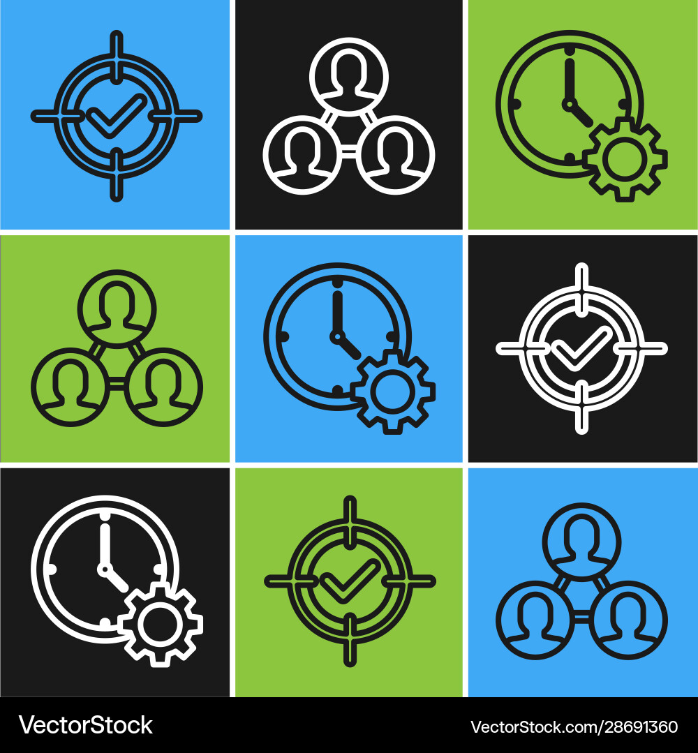 Set line target and check mark time management Set line target and check mark time management vector image