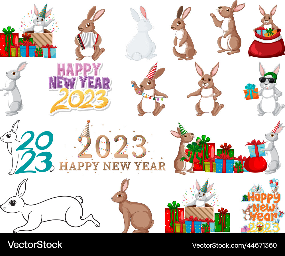 Set of 2023 new year element icon Set of 2023 new year element icon vector image