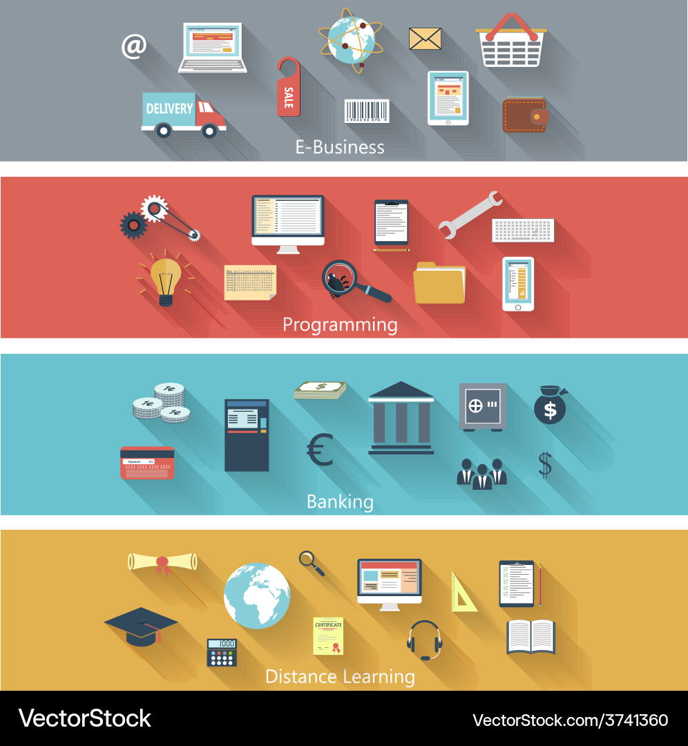 Set of modern concepts in flat design vector image