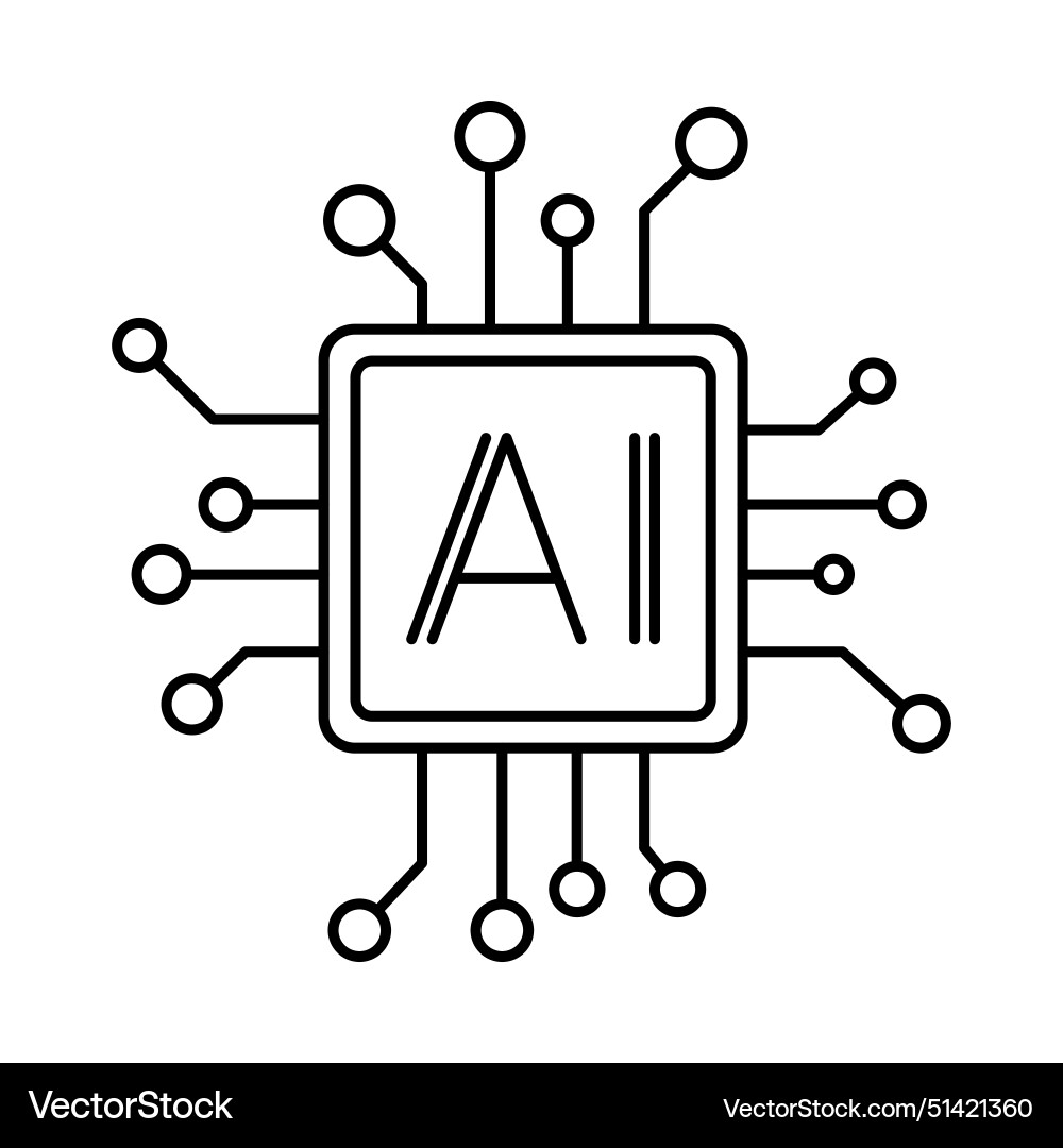 Simple linear artificial intelligence icon Vector Image