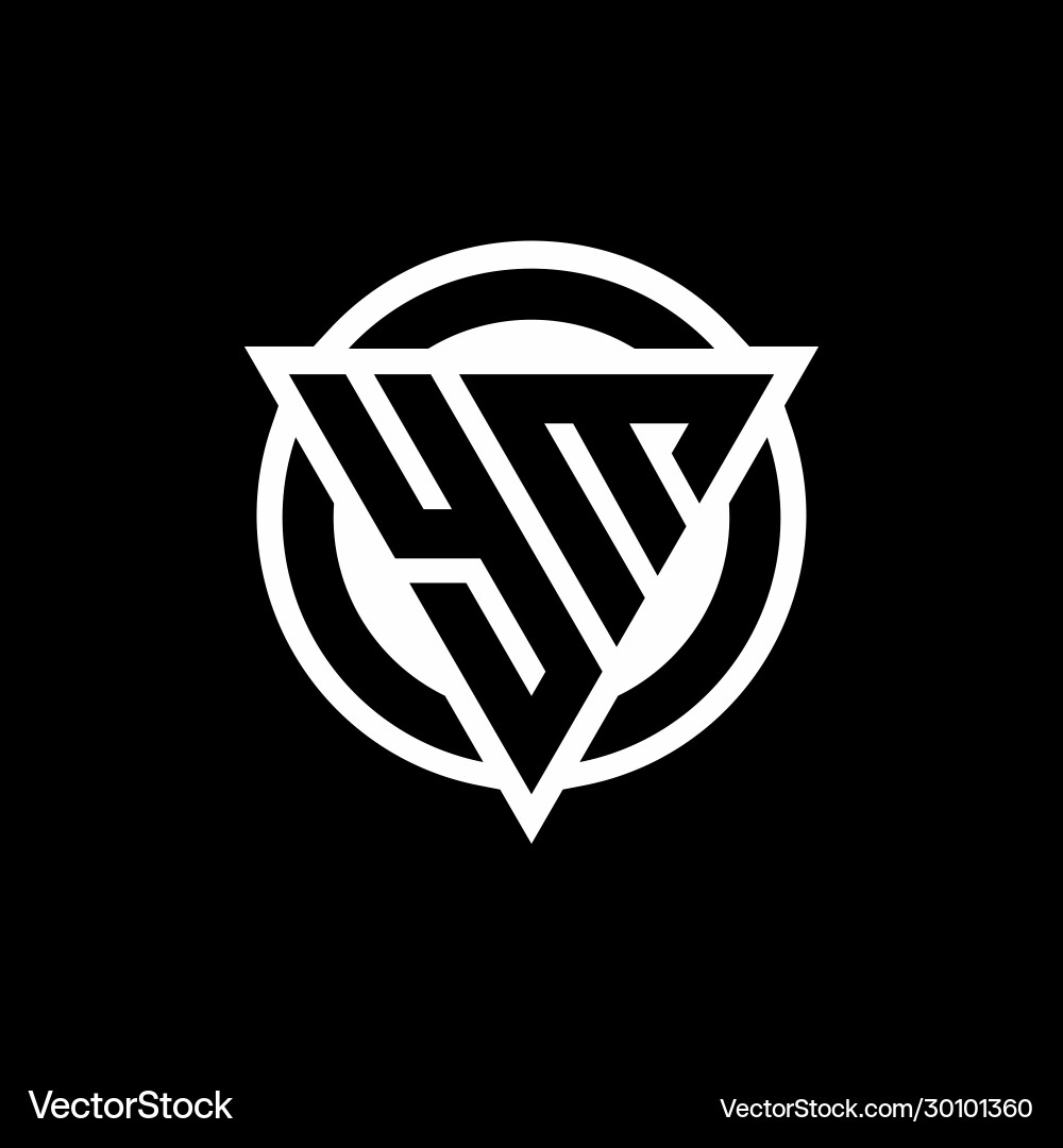 Ym logo with negative space triangle shape Ym logo with negative space triangle shape Vector Image