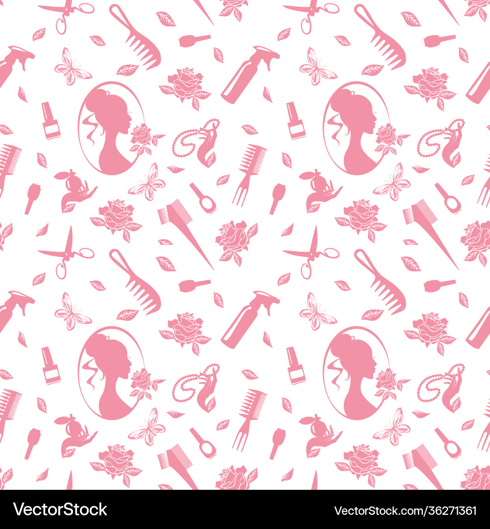 Barber tools seamless pattern scissors comb spray Barber tools seamless pattern scissors comb spray vector image