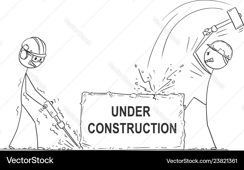 Cartoon two workmen or labourers working