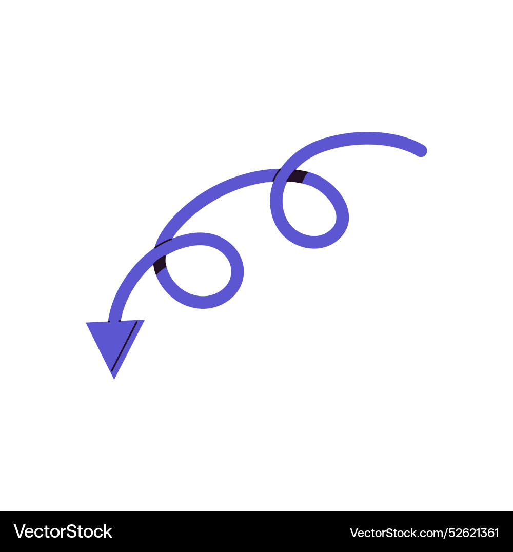 Curve with loop and cursor showing route twisted Curve with loop and cursor showing route twisted vector image