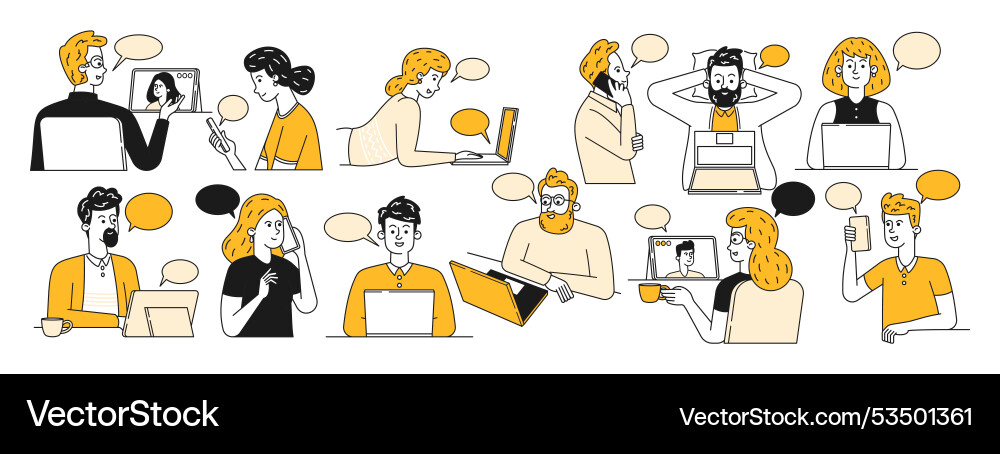 Doodle of characters interact through Doodle of characters interact through vector image