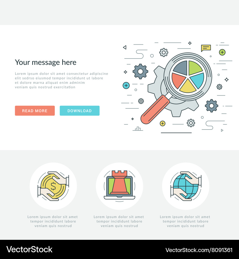 Flat line business concept web site header Vector Image