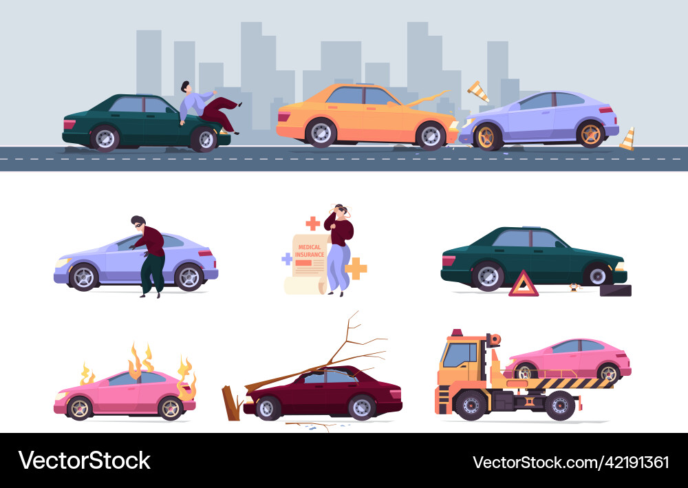 Insurance car crash auto accident drivers save Insurance car crash auto accident drivers save vector image