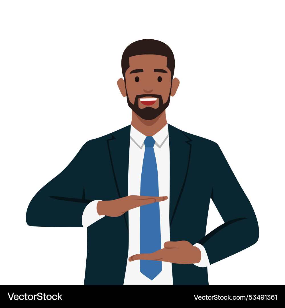 Man gesturing with hands showing big and large Man gesturing with hands showing big and large vector image
