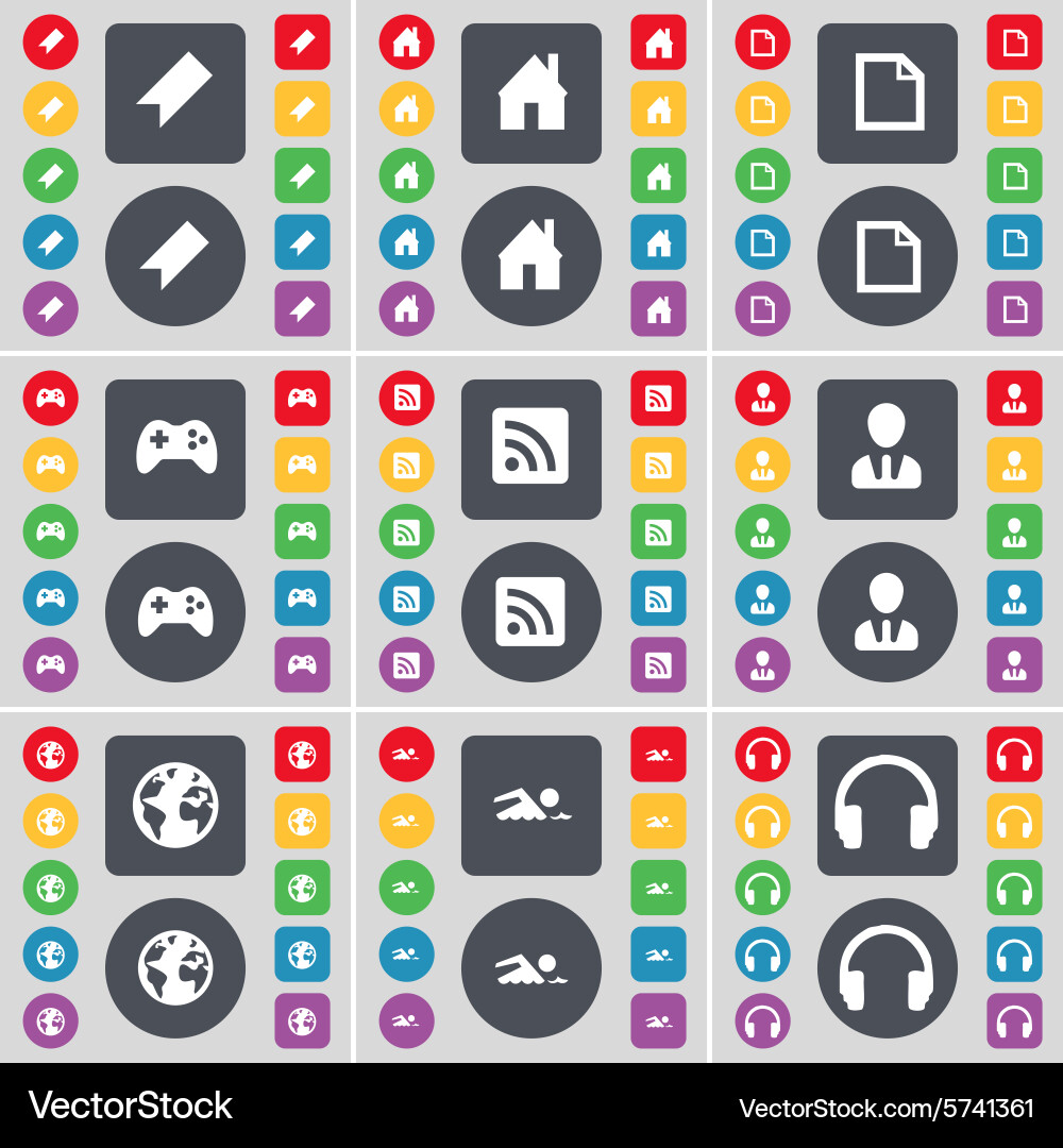 Marker house file gamepad rss avatar globe swimmer vector image