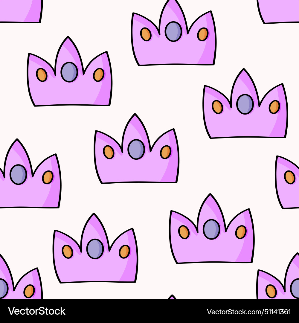 Seamless pattern with crown on color background Vector Image