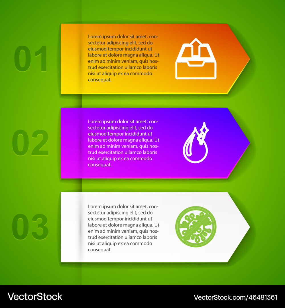 Set line upload inbox clean water drop stop Set line upload inbox clean water drop stop vector image