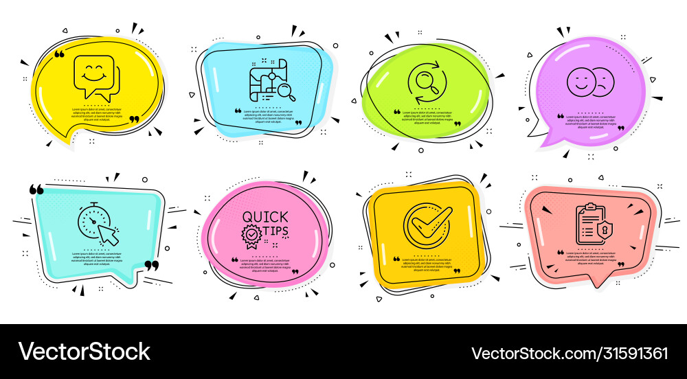 Timer privacy policy and like icons set search Timer privacy policy and like icons set search vector image
