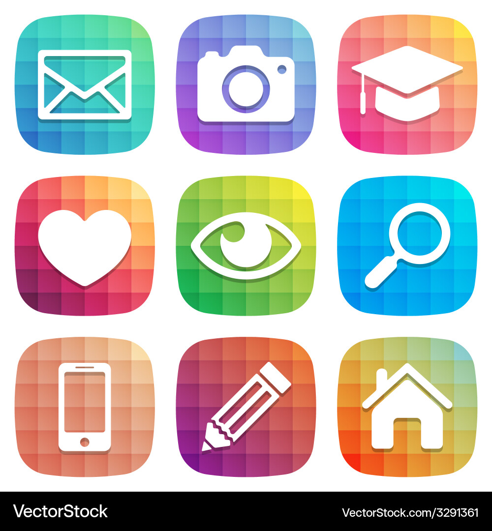 Trendy colorful icon set design element Vector Image