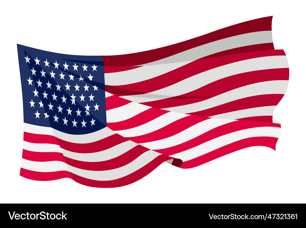 Waving flag american on white background Waving flag american on white background vector image