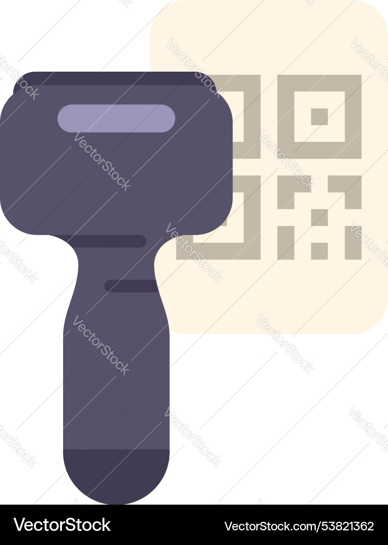 Barcode scanner reading a qr code for inventory Barcode scanner reading a qr code for inventory vector image