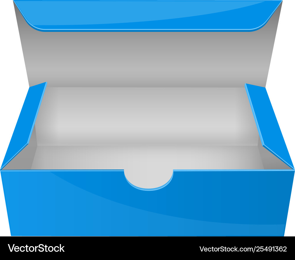 Blue paper box open empty packaging Vector Image