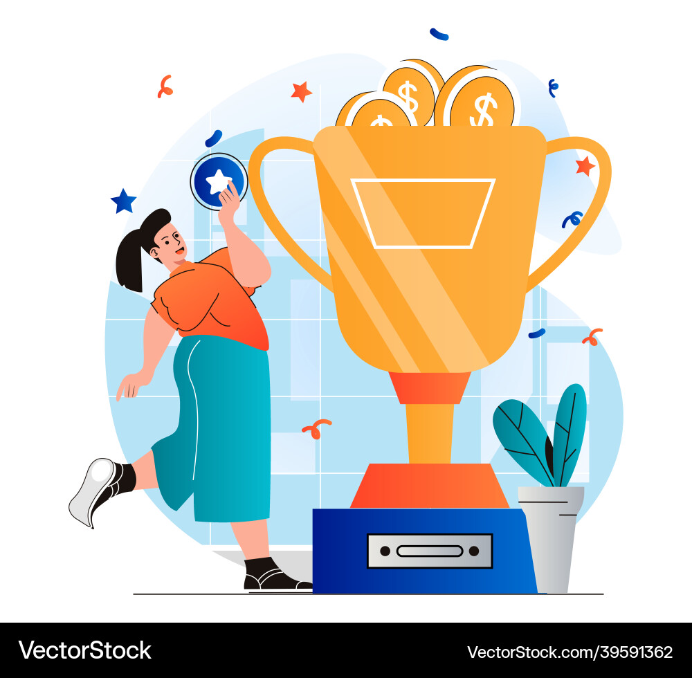Business award concept in modern flat design Business award concept in modern flat design vector image