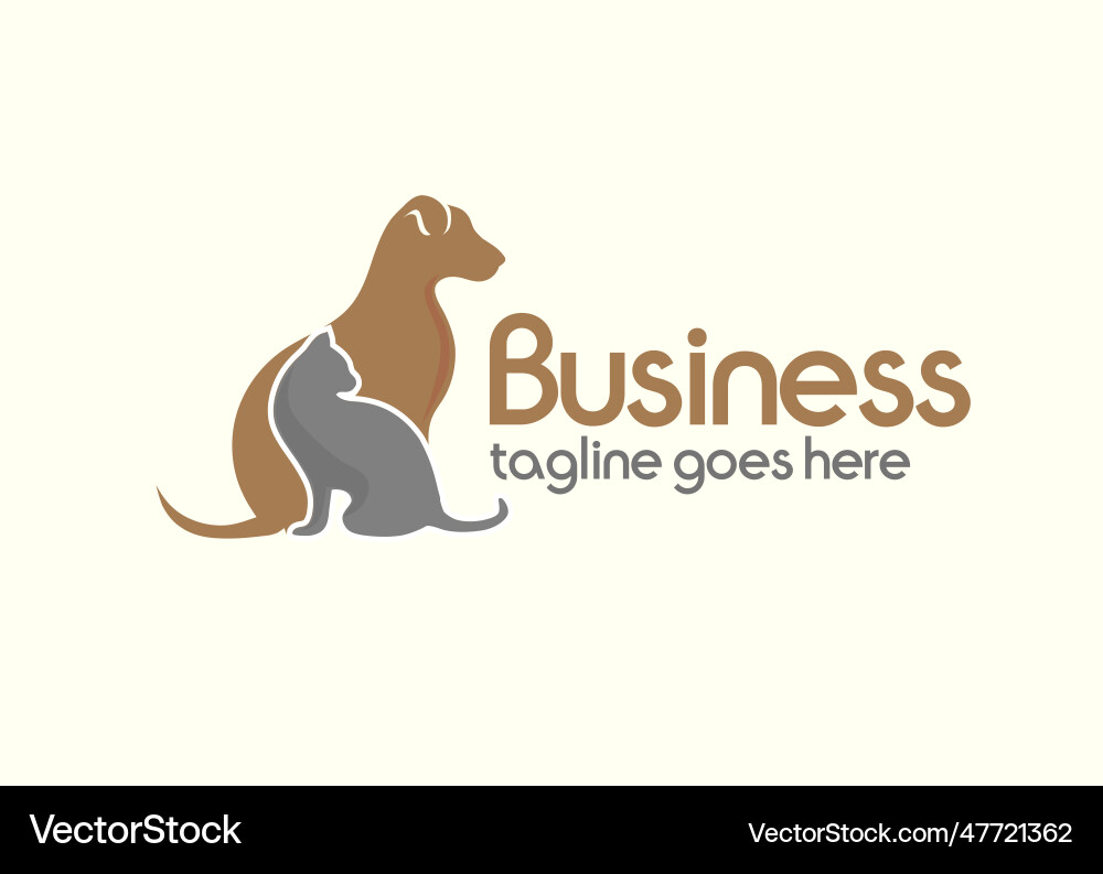 Cute Cat & Dog Logo - Pet Friends Vector Image