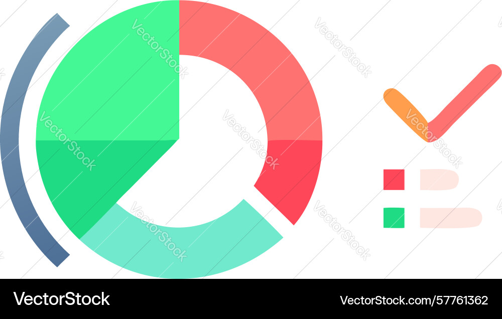 Data analysis pie chart with task completion vector image