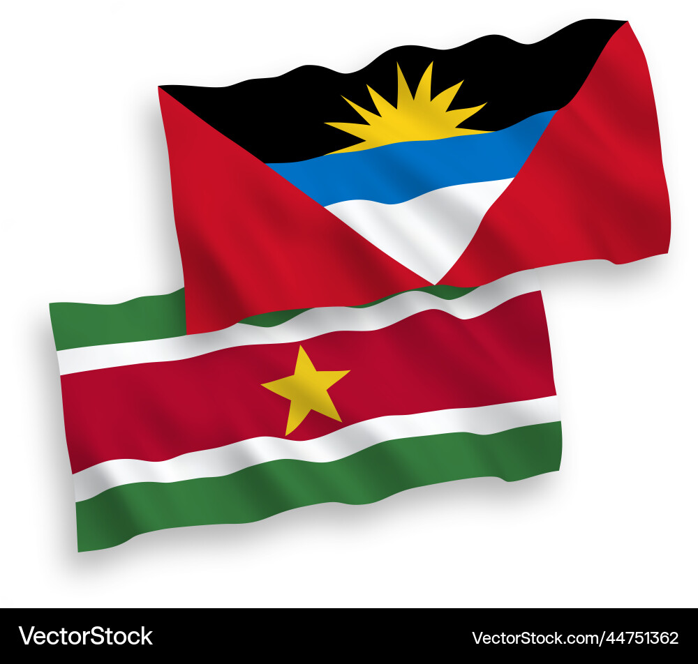 Flags of republic suriname and antigua Flags of republic suriname and antigua Vector Image