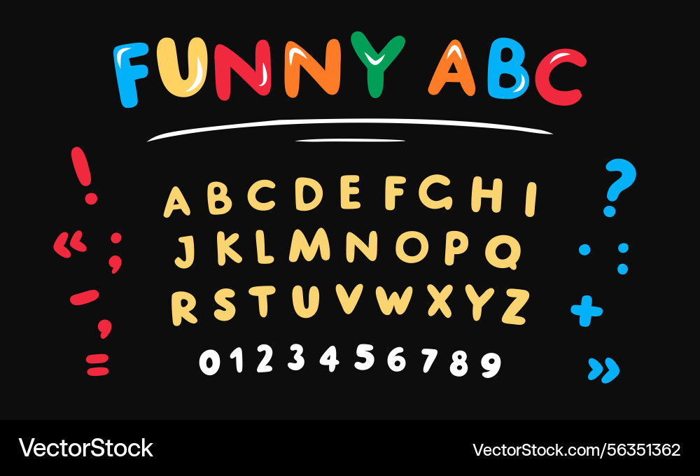 Funky doodle font cartoon rounded letters Funky doodle font cartoon rounded letters vector image