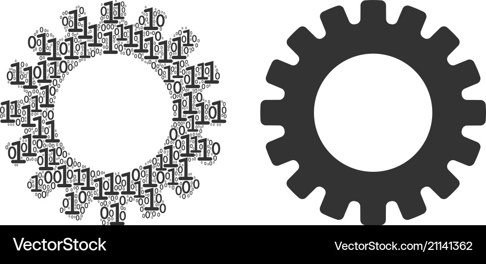 Gear mosaic of binary digits Gear mosaic of binary digits vector image