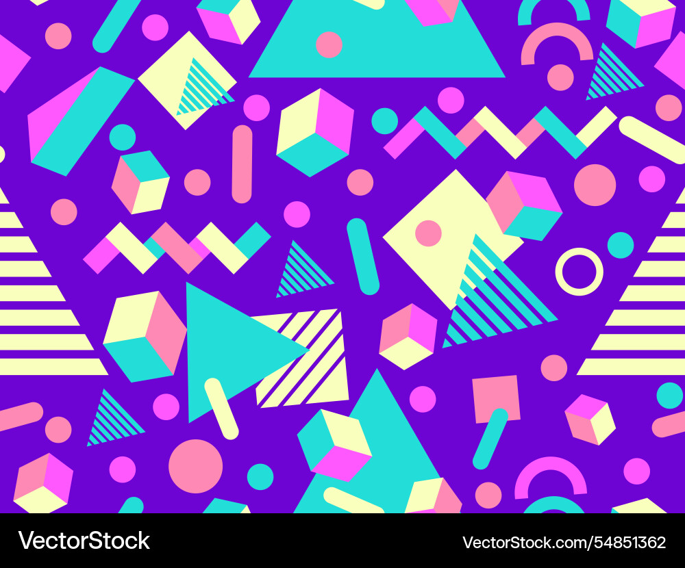 Geometric seamless pattern with memphis elements Vector Image