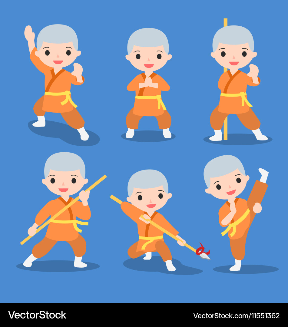 Kung fu characters set Vector Image