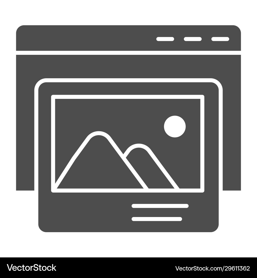 Landing page solid icon website with image Landing page solid icon website with image vector image