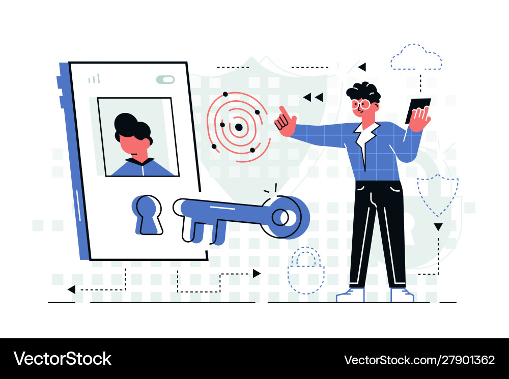 Man Using Smartphone in Tech Room vector image