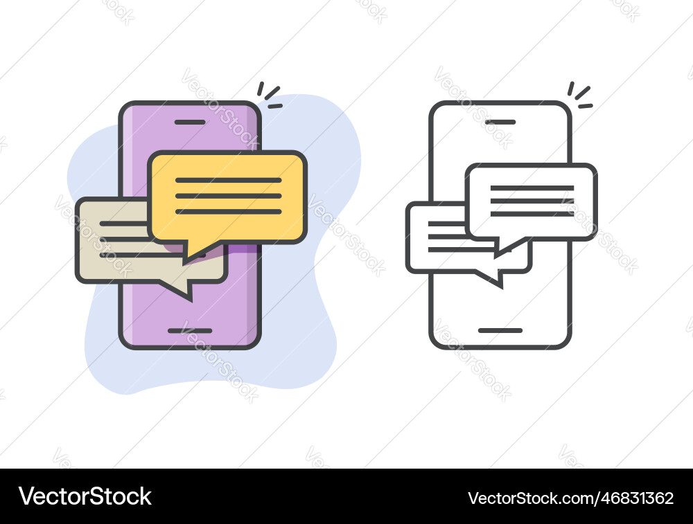 Message text chat app icon line outline art Message text chat app icon line outline art vector image
