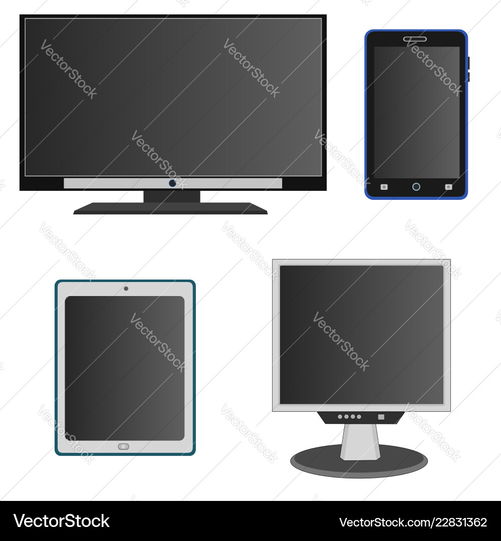 Modern technology device display icon set Vector Image