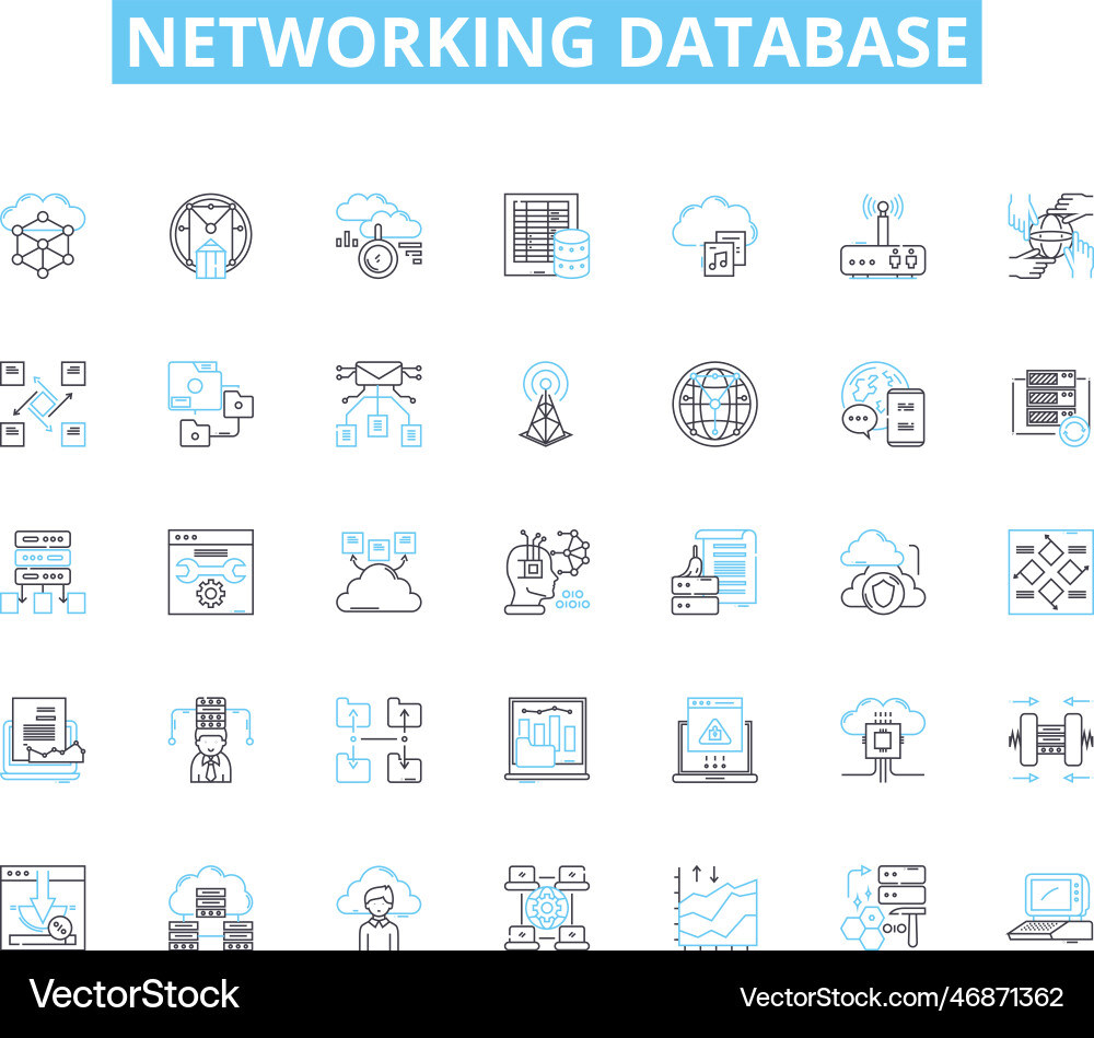 Netzwerk-Datenbank lineare Icons-Set verbinden Netzwerk-Datenbank lineare Icons-Set verbinden vektorbild
