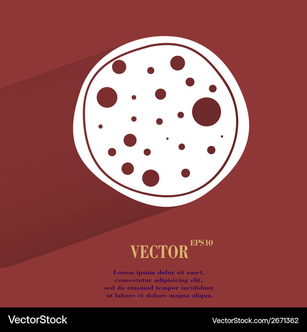 Pizza flat modern web button with long shadow vector image