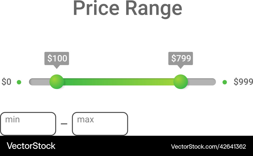 Price range filter design template for user Price range filter design template for user vector image