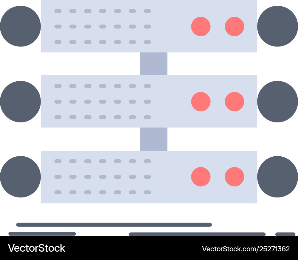Server structure rack database data flat color Server structure rack database data flat color vector image
