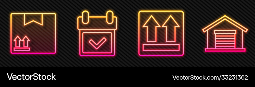 Set line this side up cardboard box with traffic Set line this side up cardboard box with traffic vector image