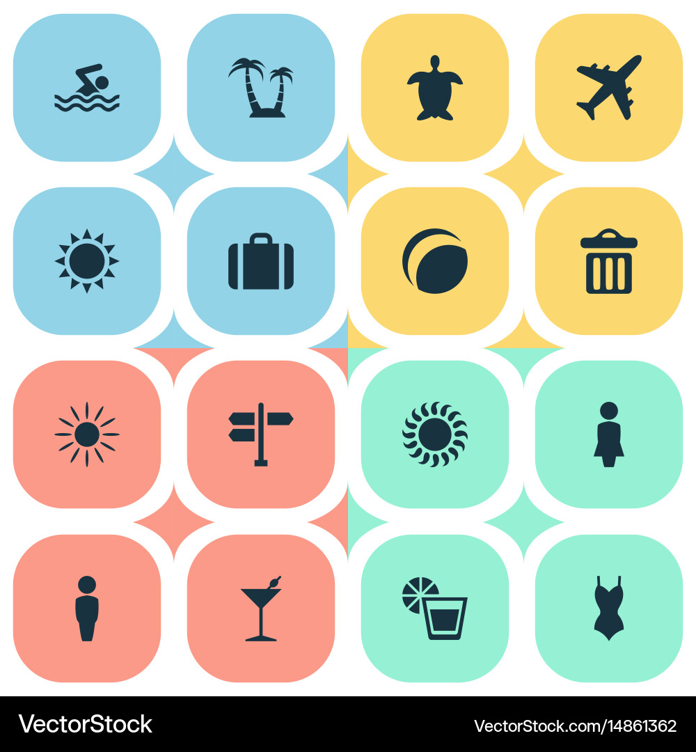Set of simple seaside icons vector image
