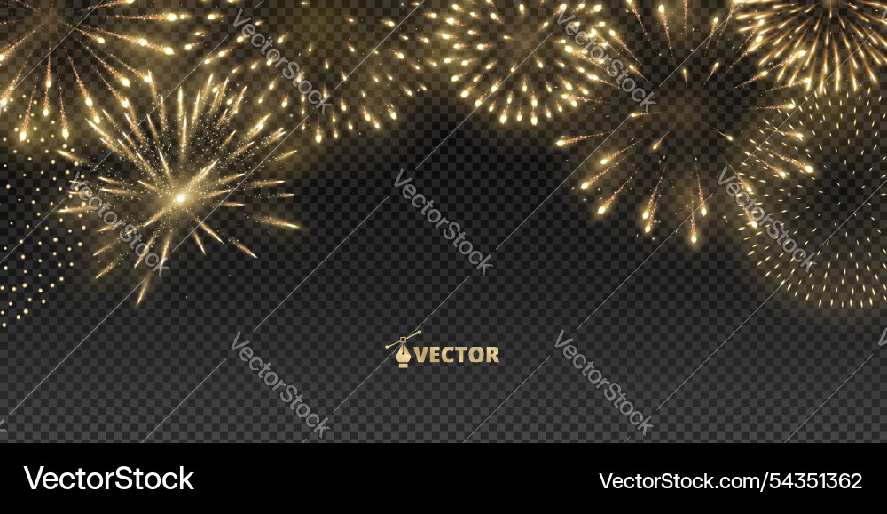 Shiny golden fireworks explosion isolated holiday Shiny golden fireworks explosion isolated holiday vector image