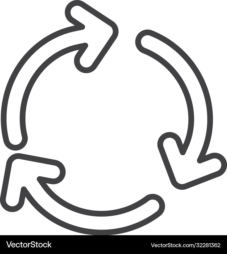 Three circle arrows in a round line style vector image