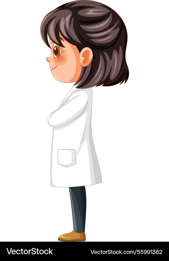 Young girl standing confidently in a lab coat Young girl standing confidently in a lab coat vector image
