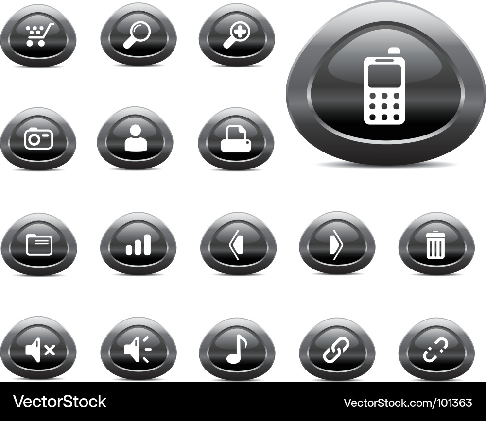 Black Chrome Web Icons vector image